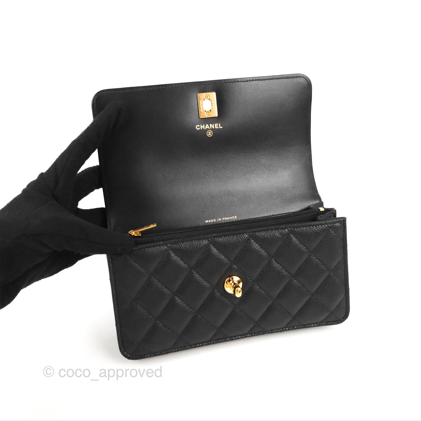 Chanel WOC Bag Charm Black Caviar Gold Hardware