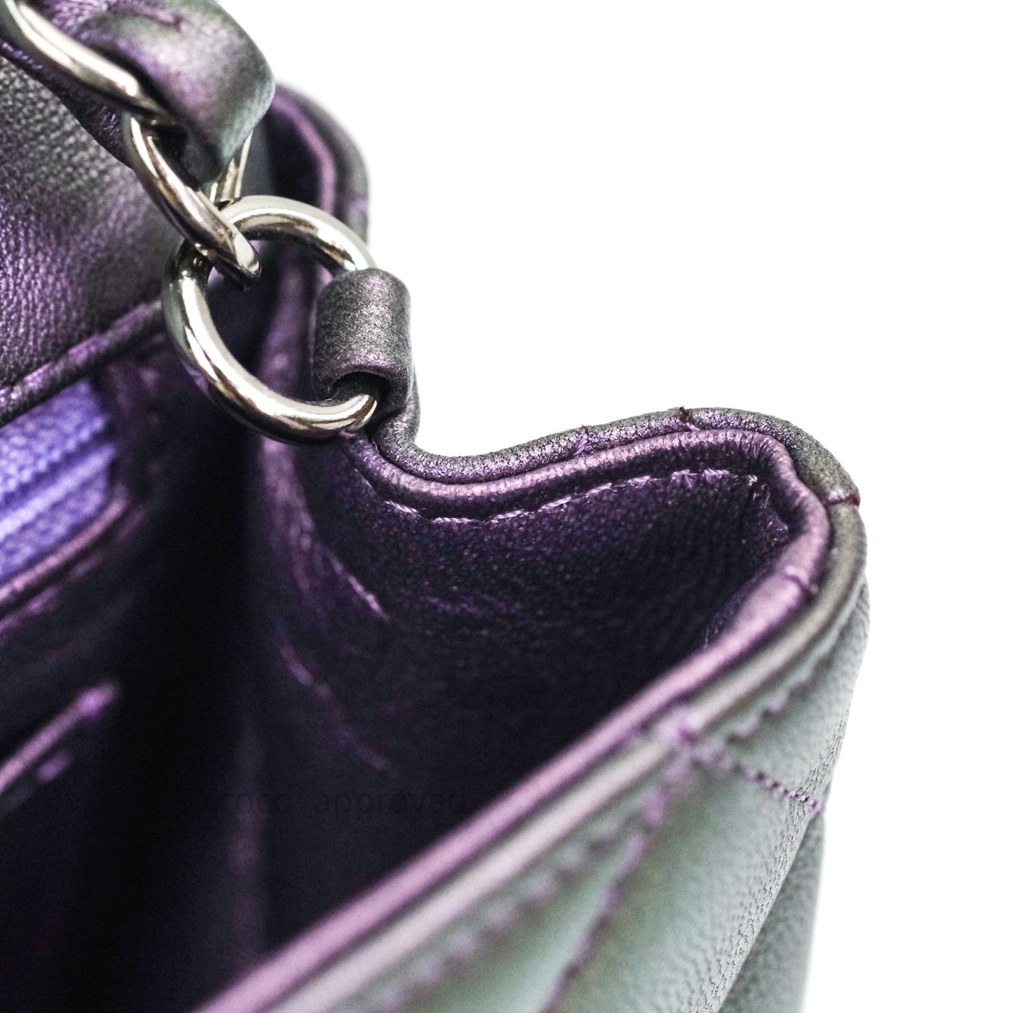 Chanel Quilted Mini Rectangular Iridescent Purple Dark Silver Hardware