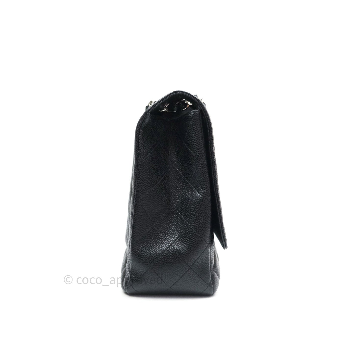 Chanel Classic Maxi Single Flap Quilted Black Caviar Silver Hardware