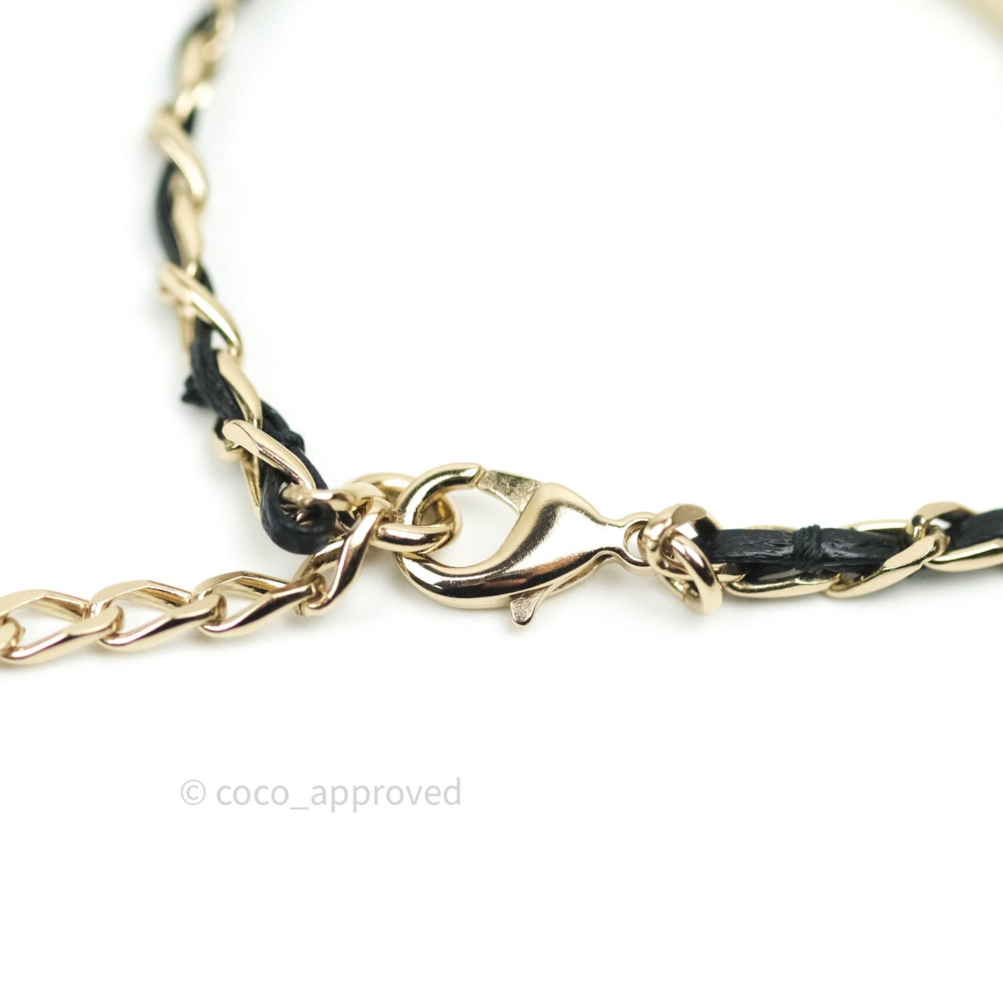 Chanel Metal Lambskin Crystal Sergeant Bracelet Gold 20B