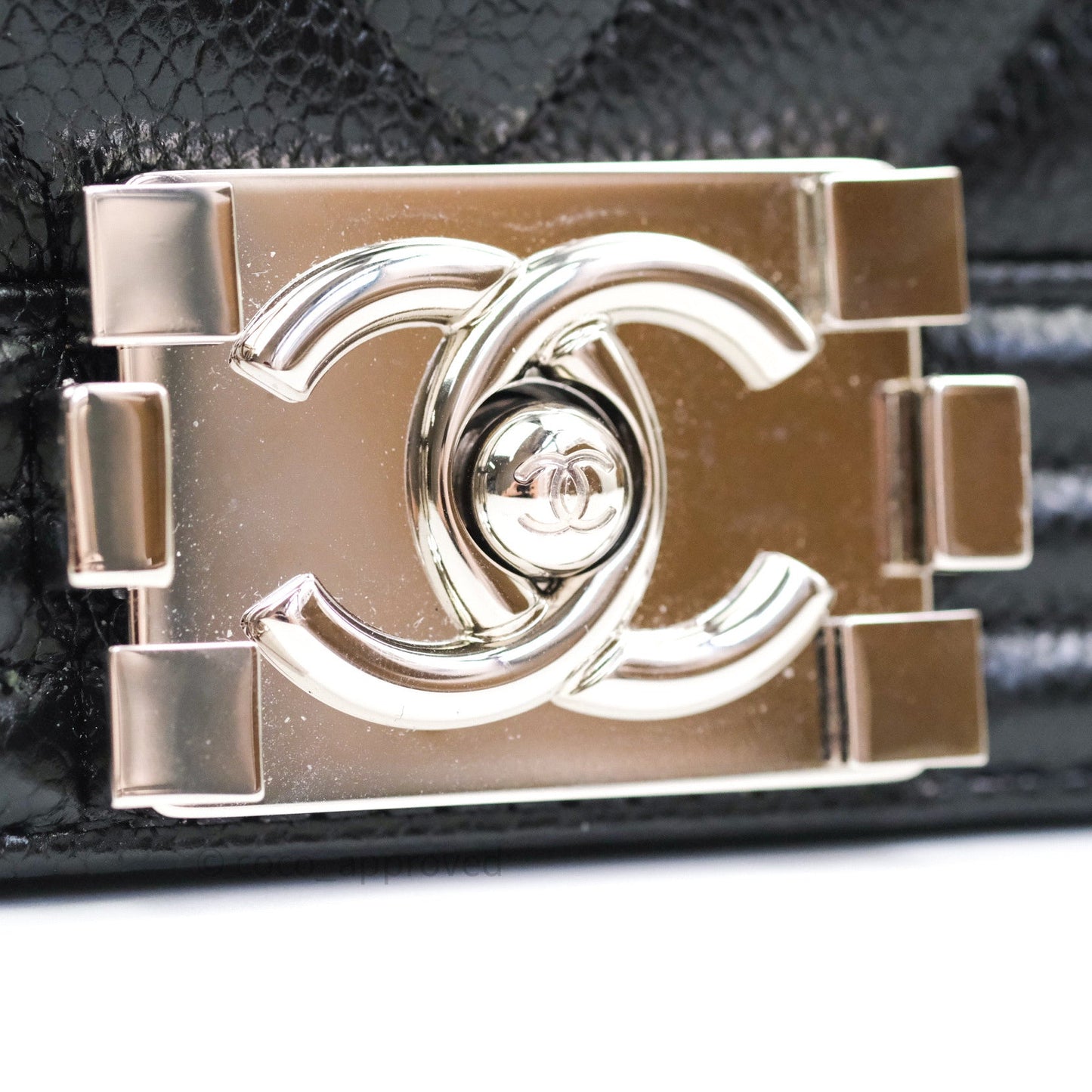 Chanel Boy Chevron Medium Black Caviar Silver Hardware