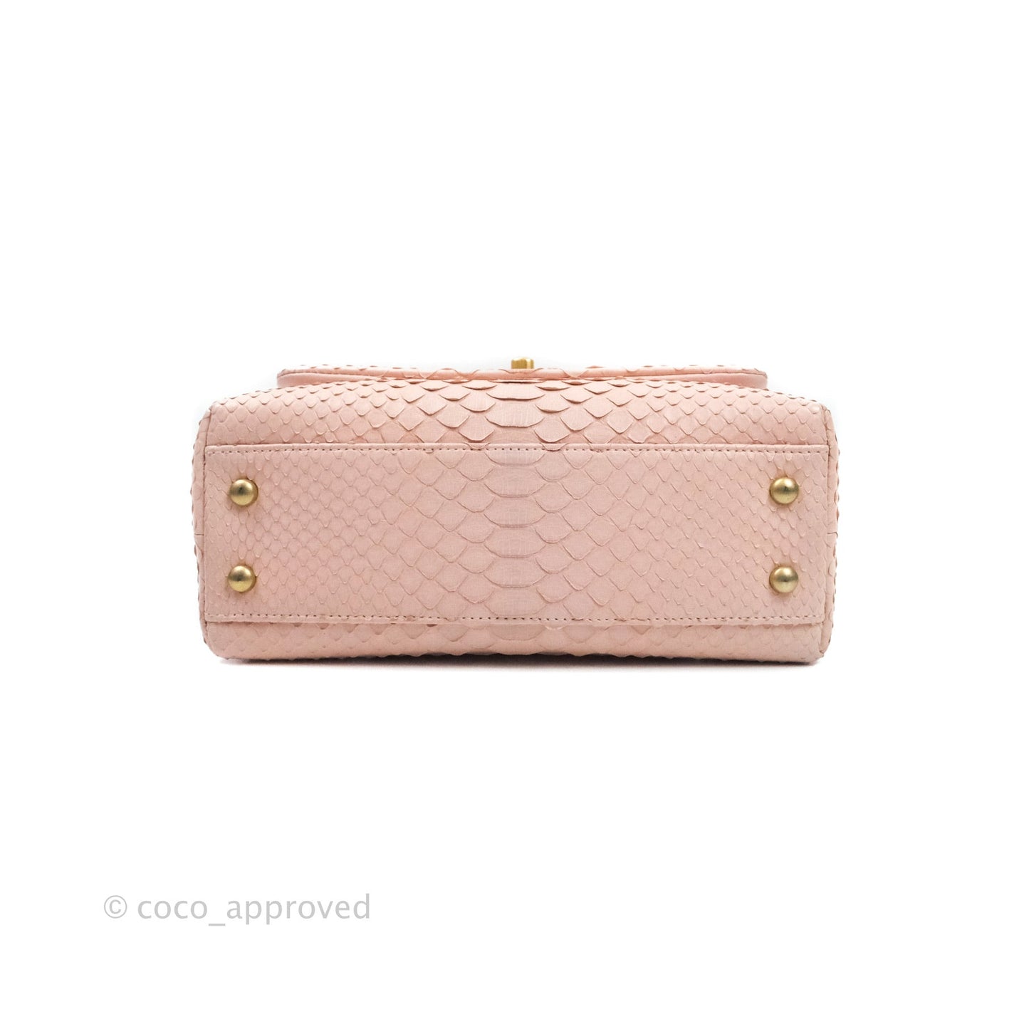 Chanel Quilted Mini Coco Handle Baby Pink Python Gold Hardware