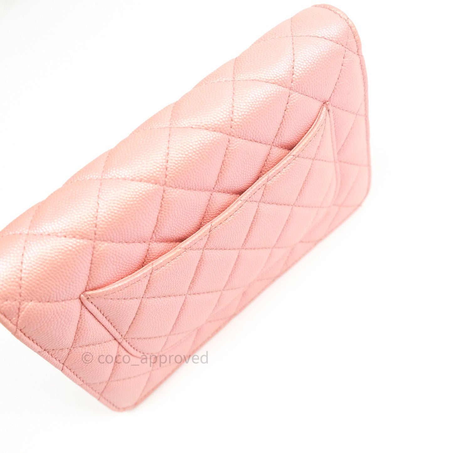 Chanel Quilted Wallet on Chain WOC Iridescent Pink Caviar Gold Hardware 19S