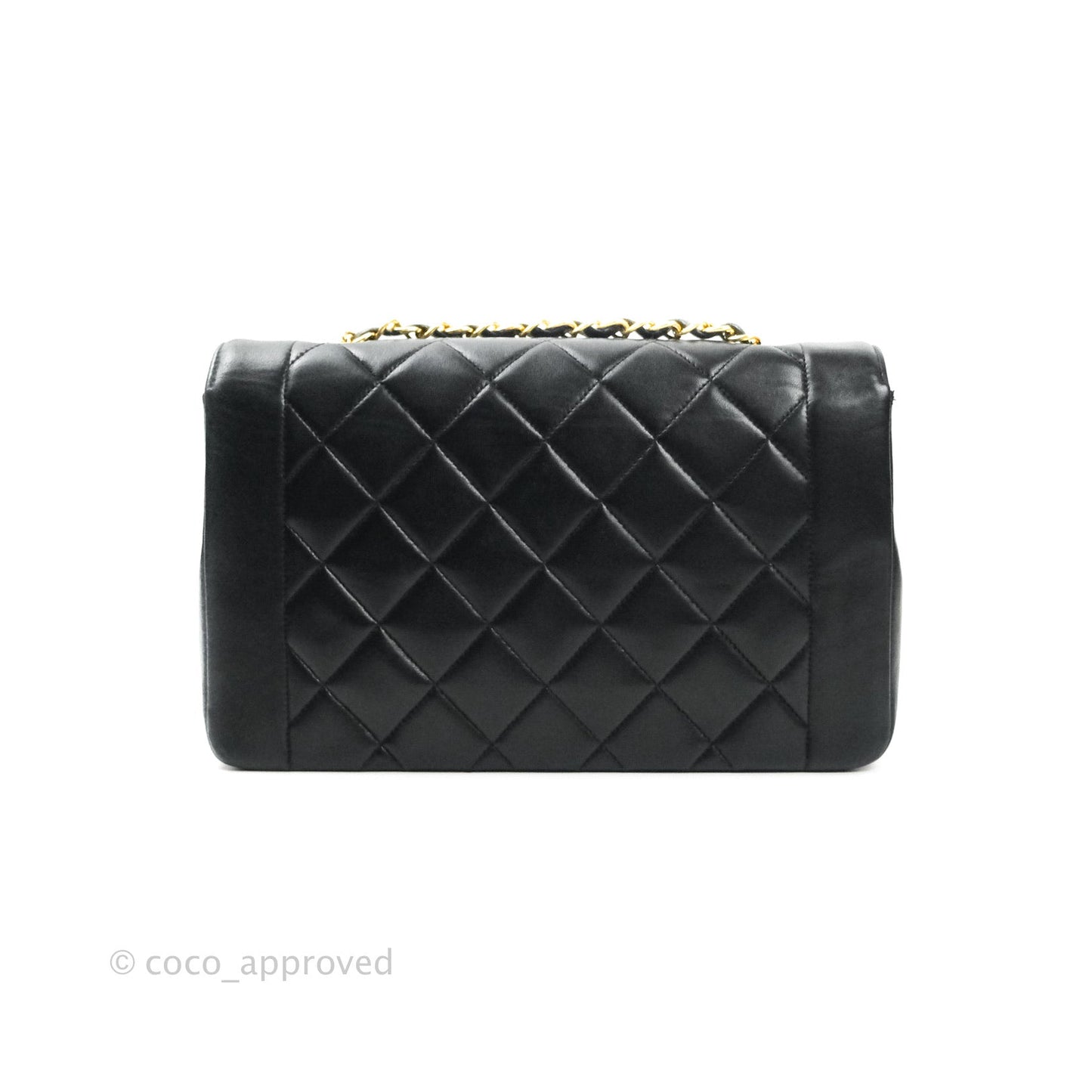 Chanel Black Quilted Lambskin Medium Vintage Classic Diana Flap Bag