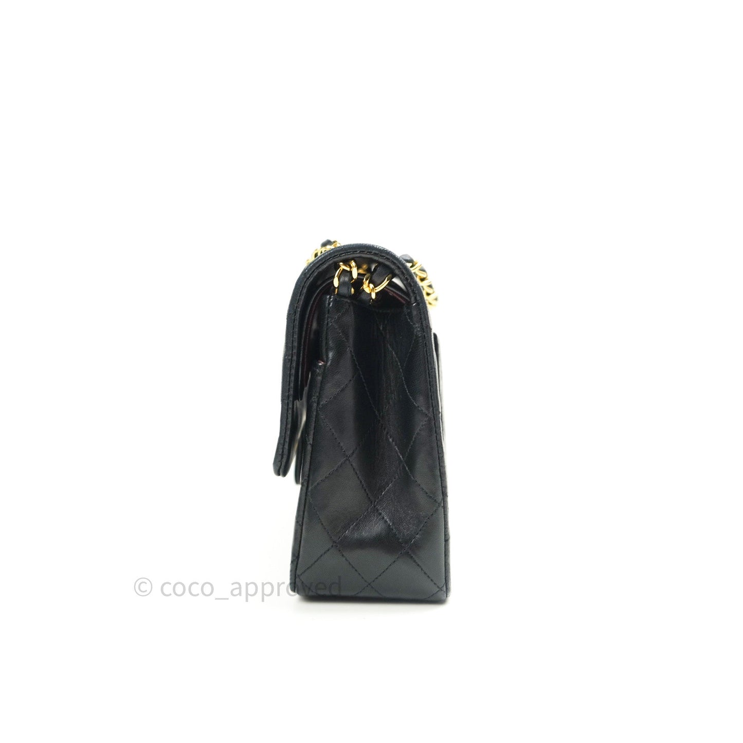 Chanel Classic Vintage M/L Medium Double Flap Bag Black Lambskin 24K Gold Hardware