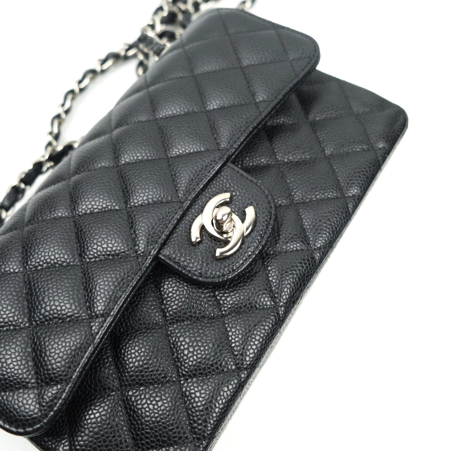Chanel Classic Small S/M Flap Black Caviar Silver Hardware
