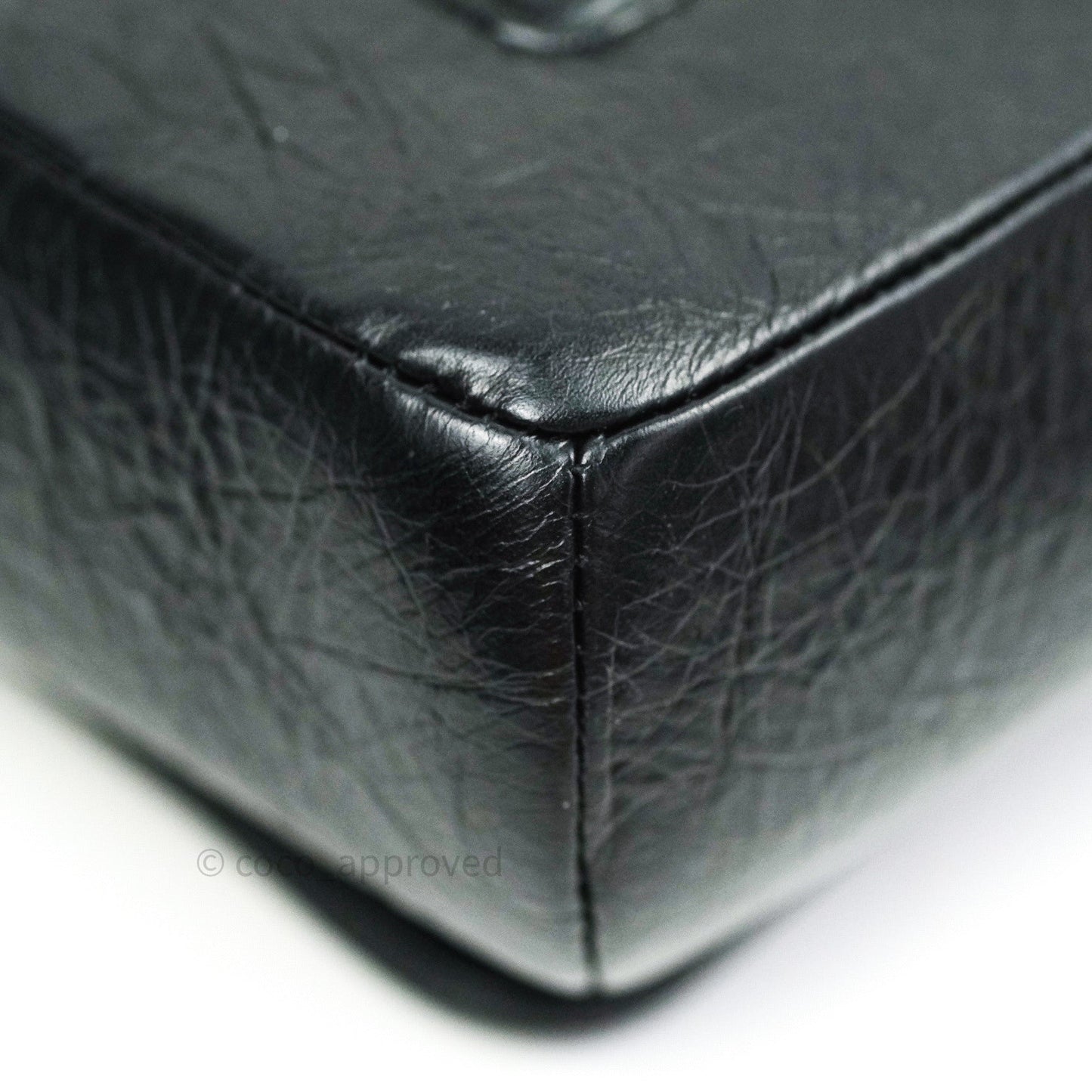 Chanel Bi Quilted Crumpled Calfskin Black Silver Hardware