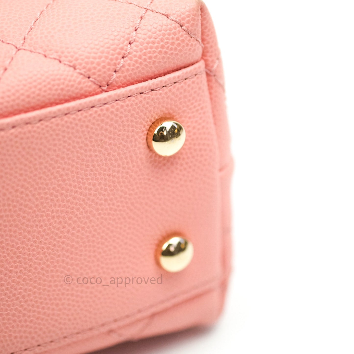 Chanel Mini Coco Handle Pink Caviar Quilted Gold Hardware