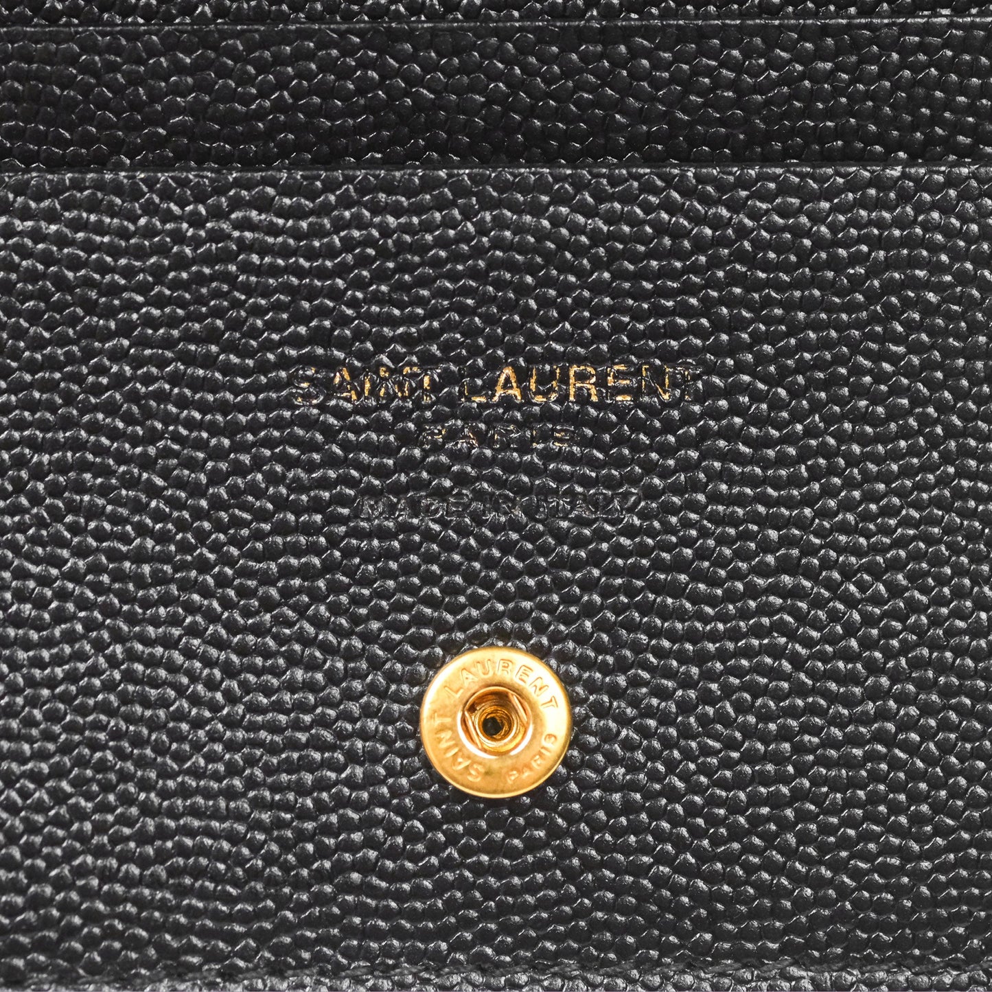 Saint Laurent Cassandre Matelasse Flap Card Case Black Grain De Poudre Leather