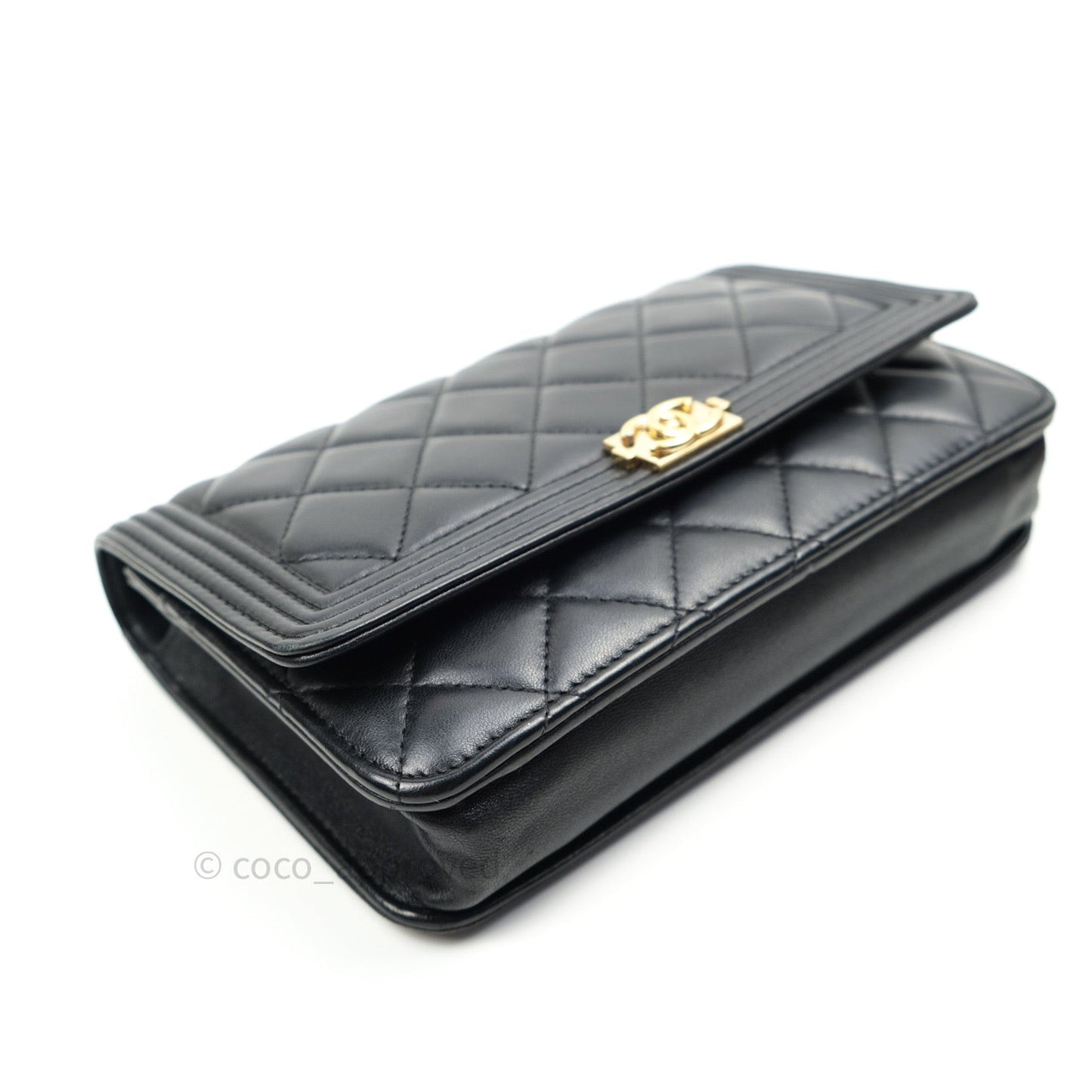 Chanel Boy Wallet on Chain WOC Black Lambskin Gold Hardware