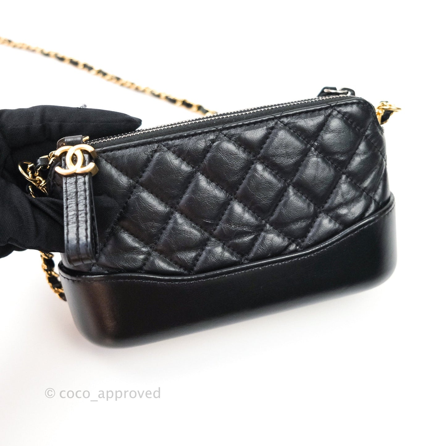 Chanel Gabrielle Clutch With Chain Aged Calfskin Black Mixed Hardware