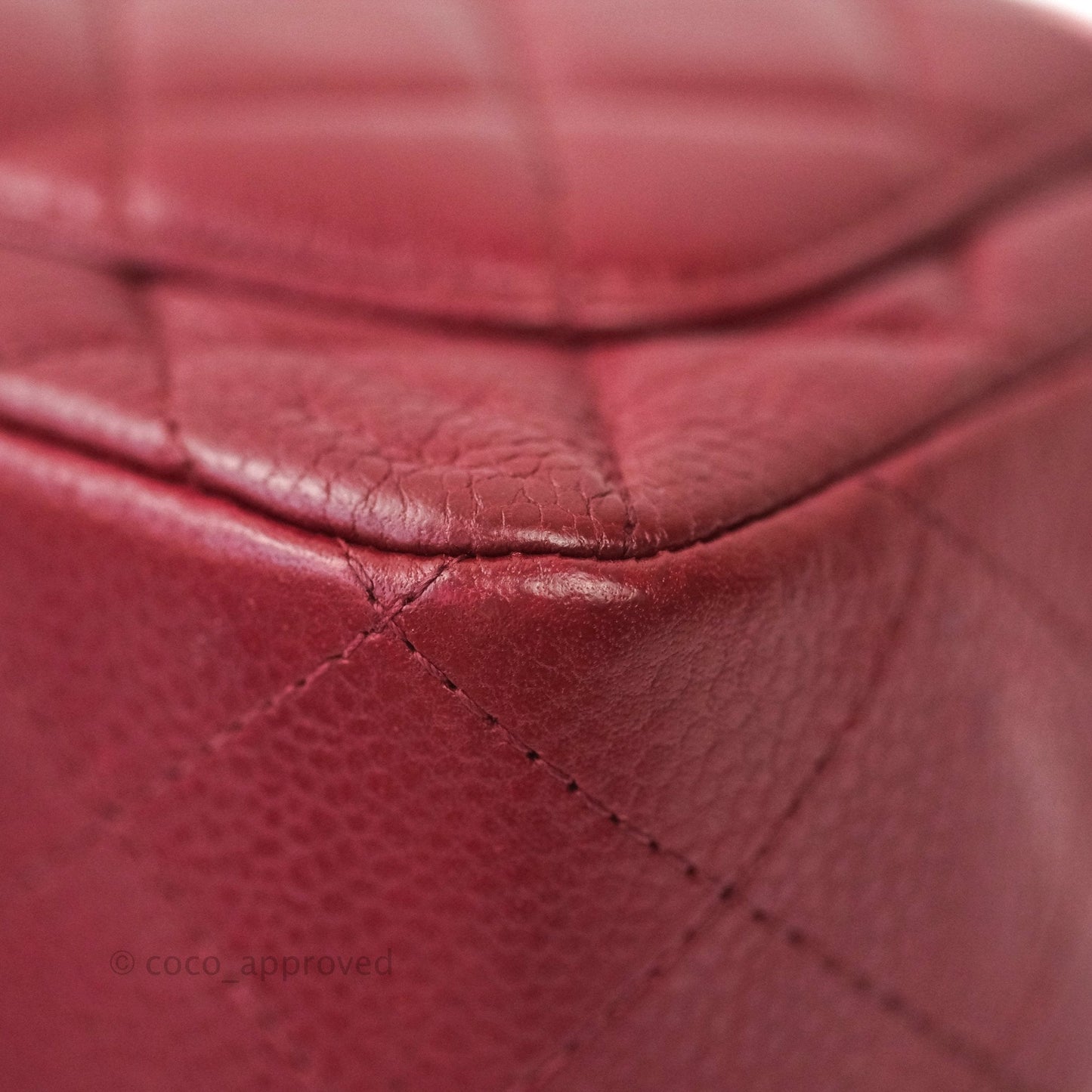 Chanel Mini Square Dark Red Caviar Silver Hardware
