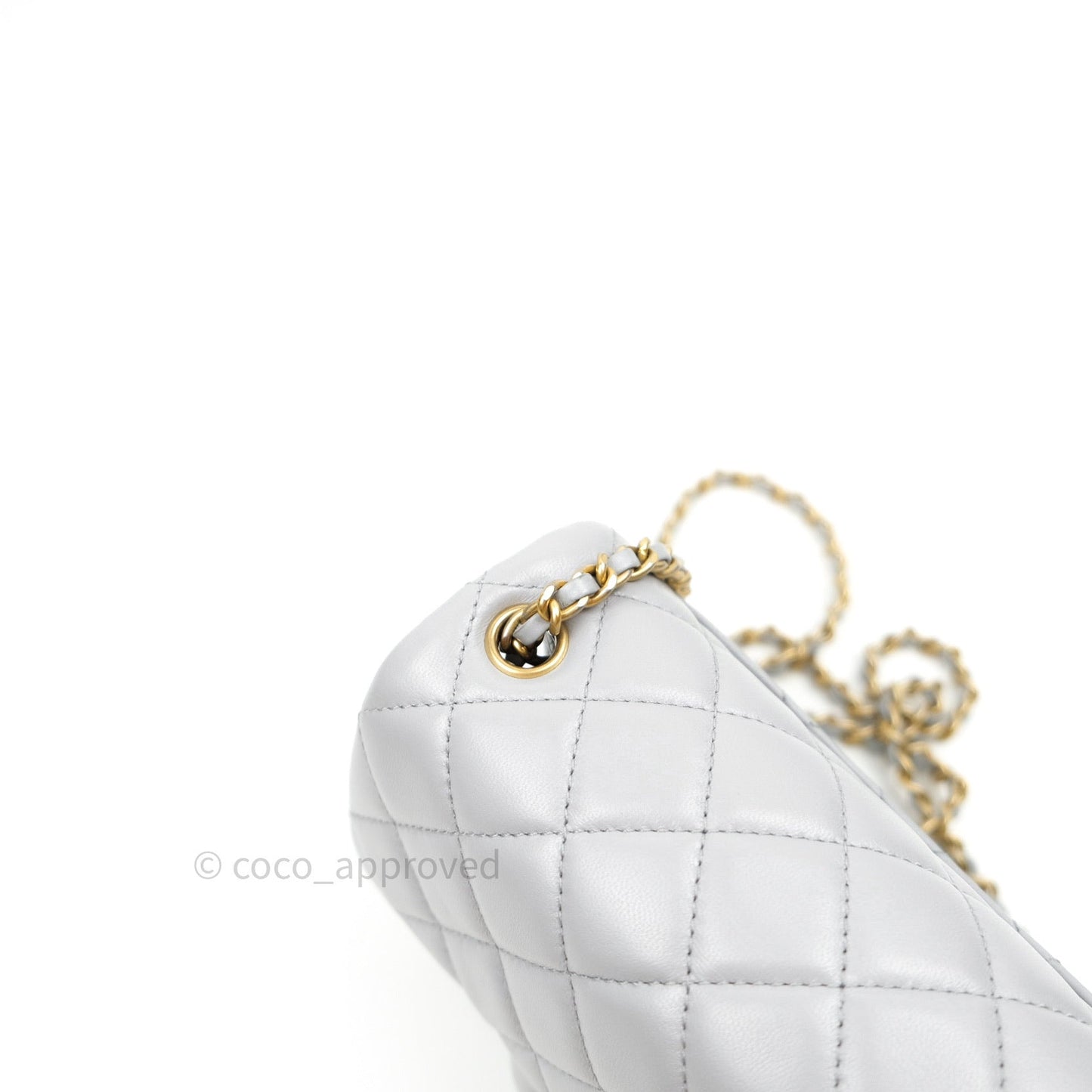 Chanel Mini Square Pearl Crush Quilted Grey Lambskin Gold Hardware