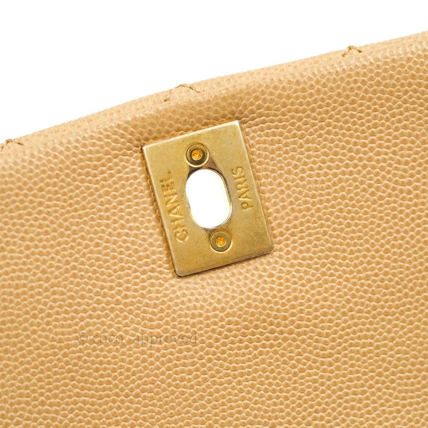 Chanel Mini Coco Handle Quilted Beige Caviar Gold Hardware Lizard Embossed Handle