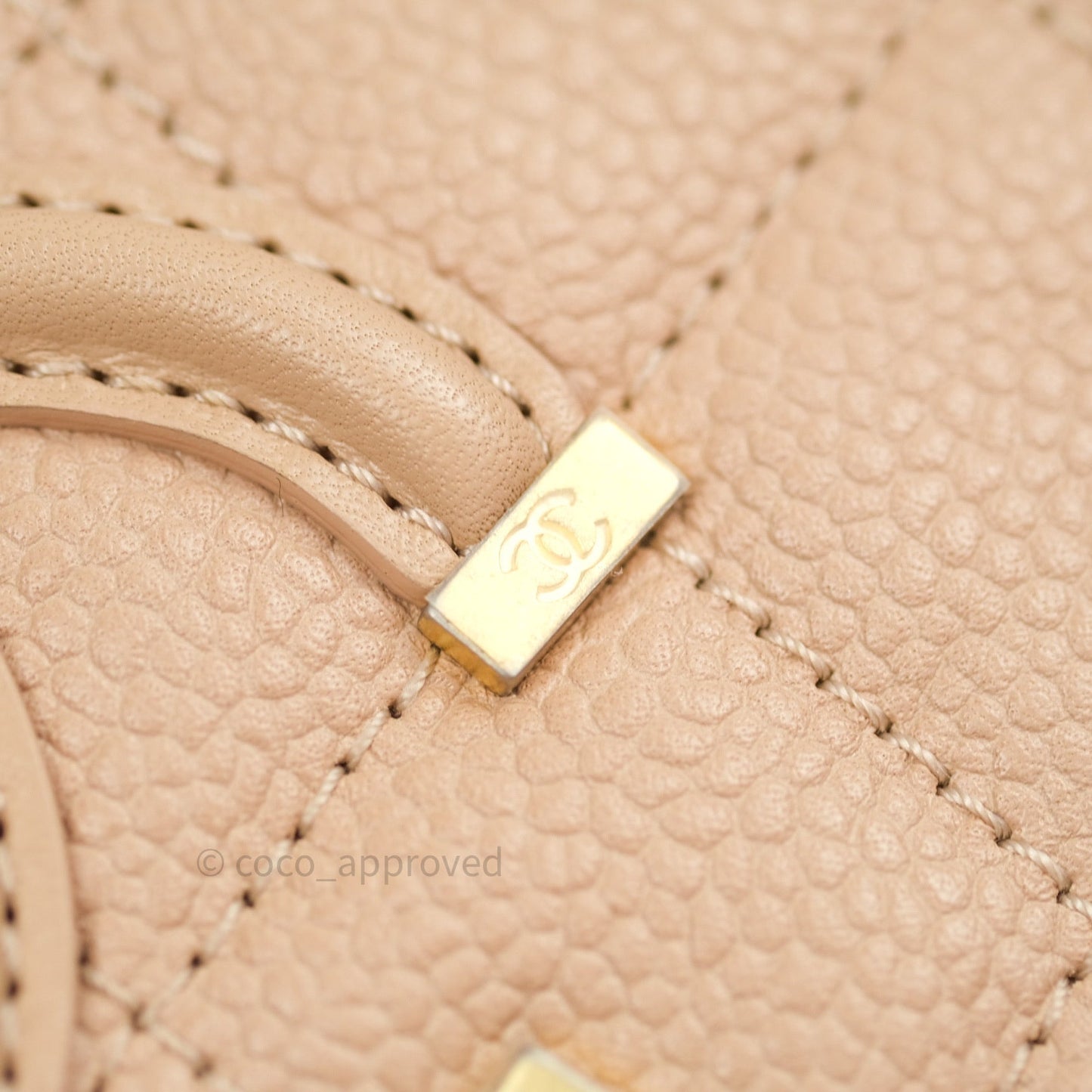 Chanel Quilted Small CC Filigree Vanity Case Beige Beige Caviar
