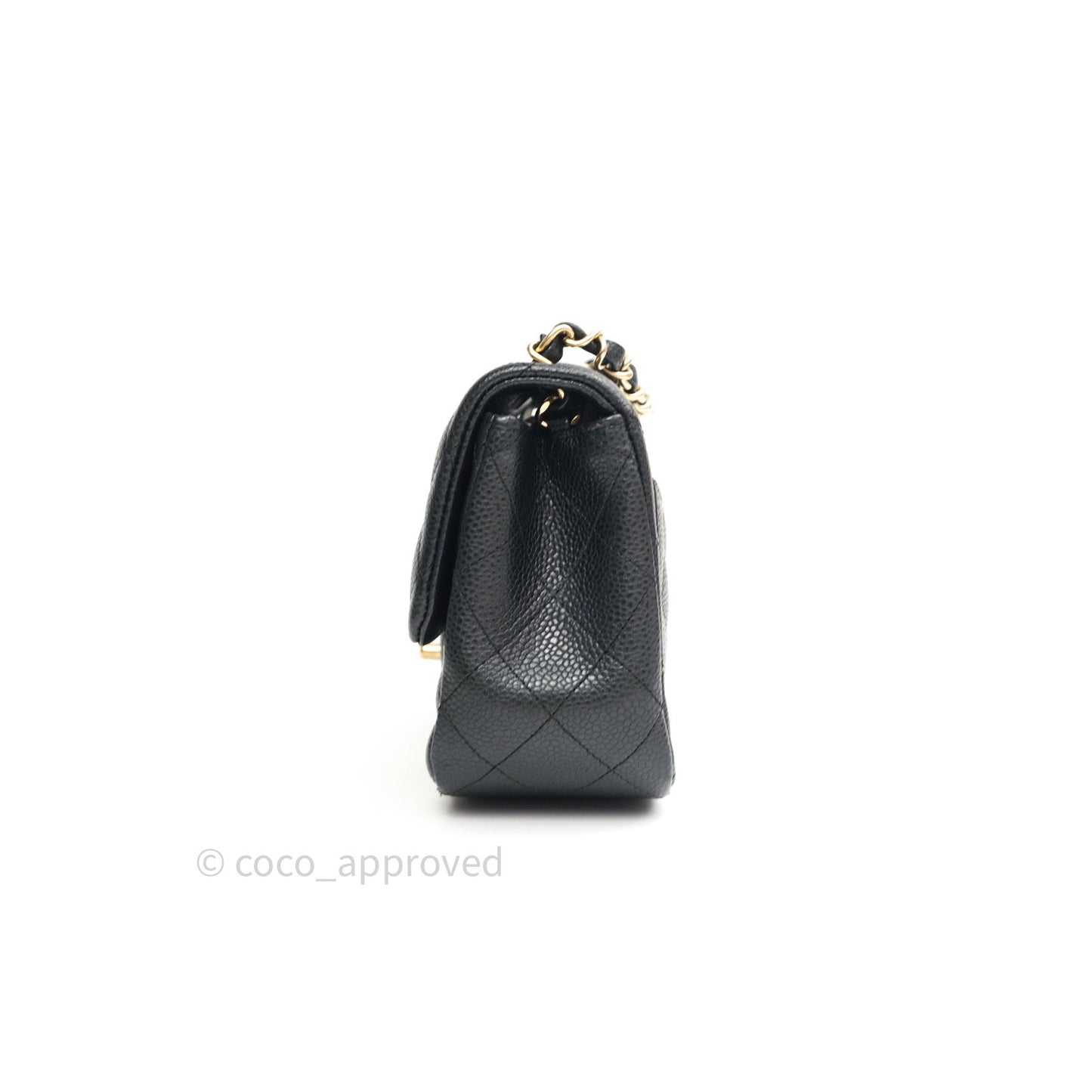 Chanel Mini Square Dark Gray Caviar Gold Hardware