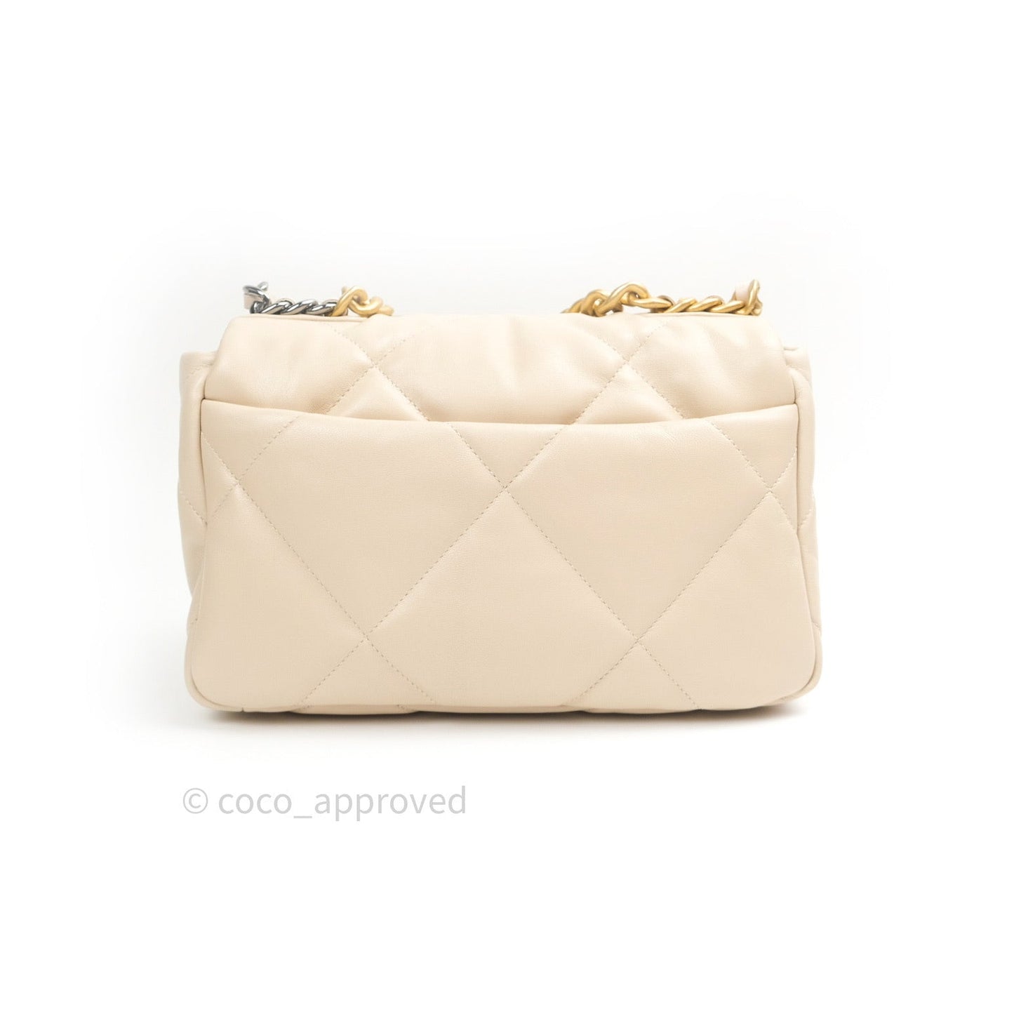 Chanel 19 Small Beige Goatskin Mixed Hardware