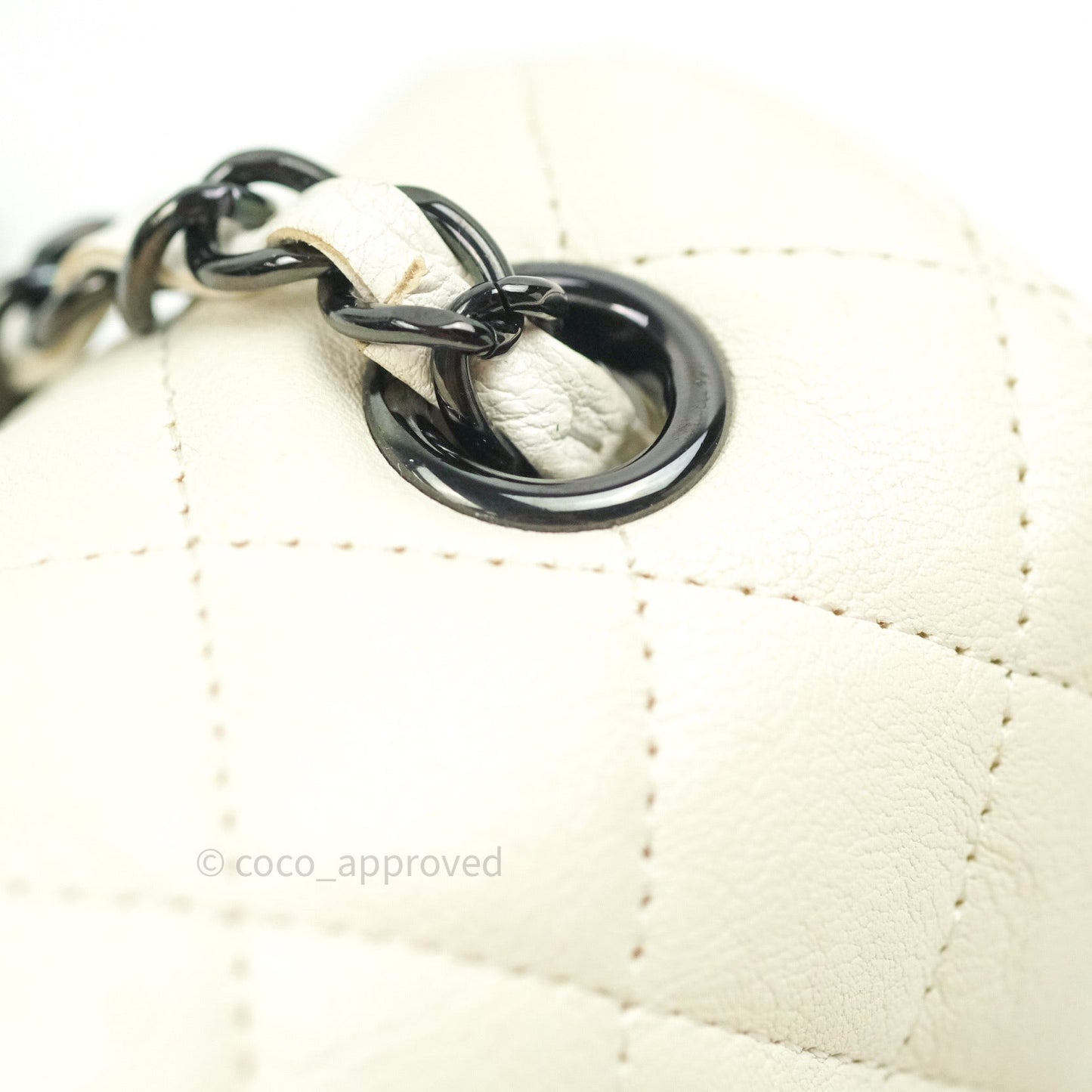 Chanel Quilted Mini Rectangular Flap Ivory Grained Calfskin Black Hardware