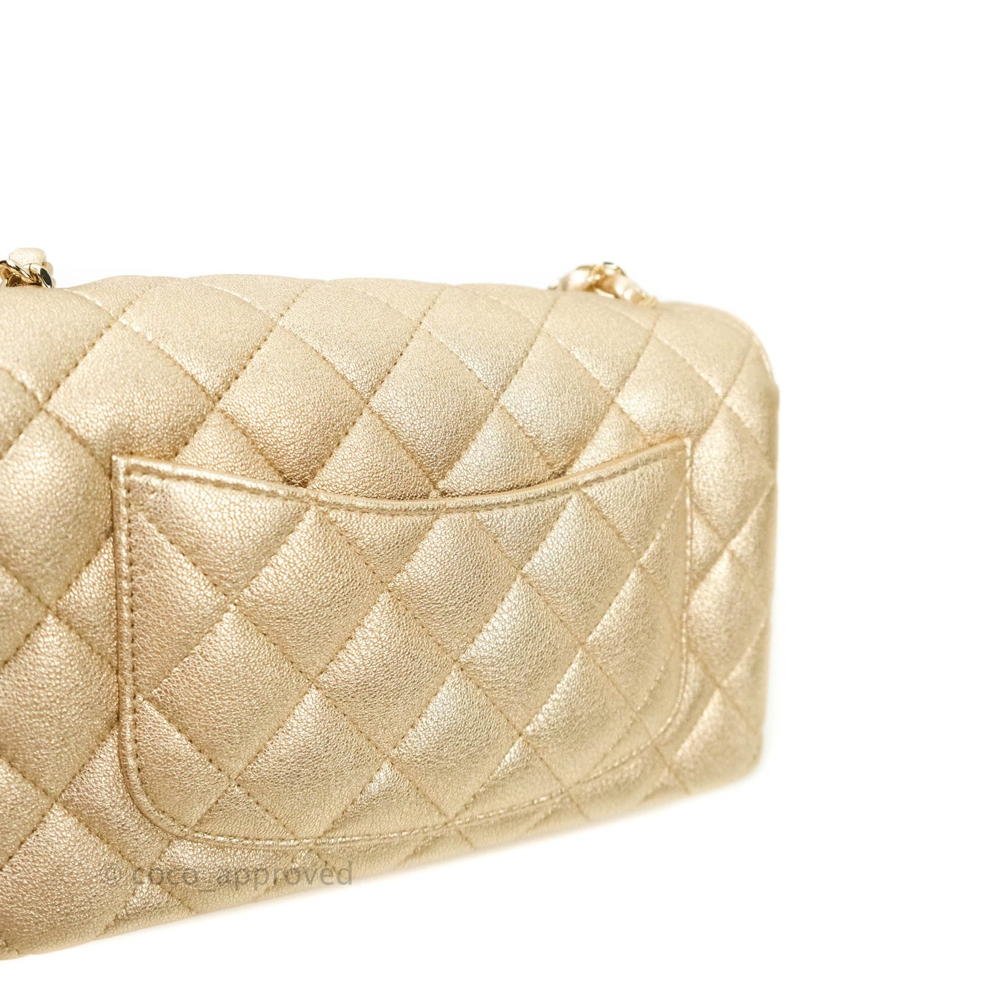 Chanel Quilted Mini Rectangular Iridescent Gold Lambskin Gold Hardware