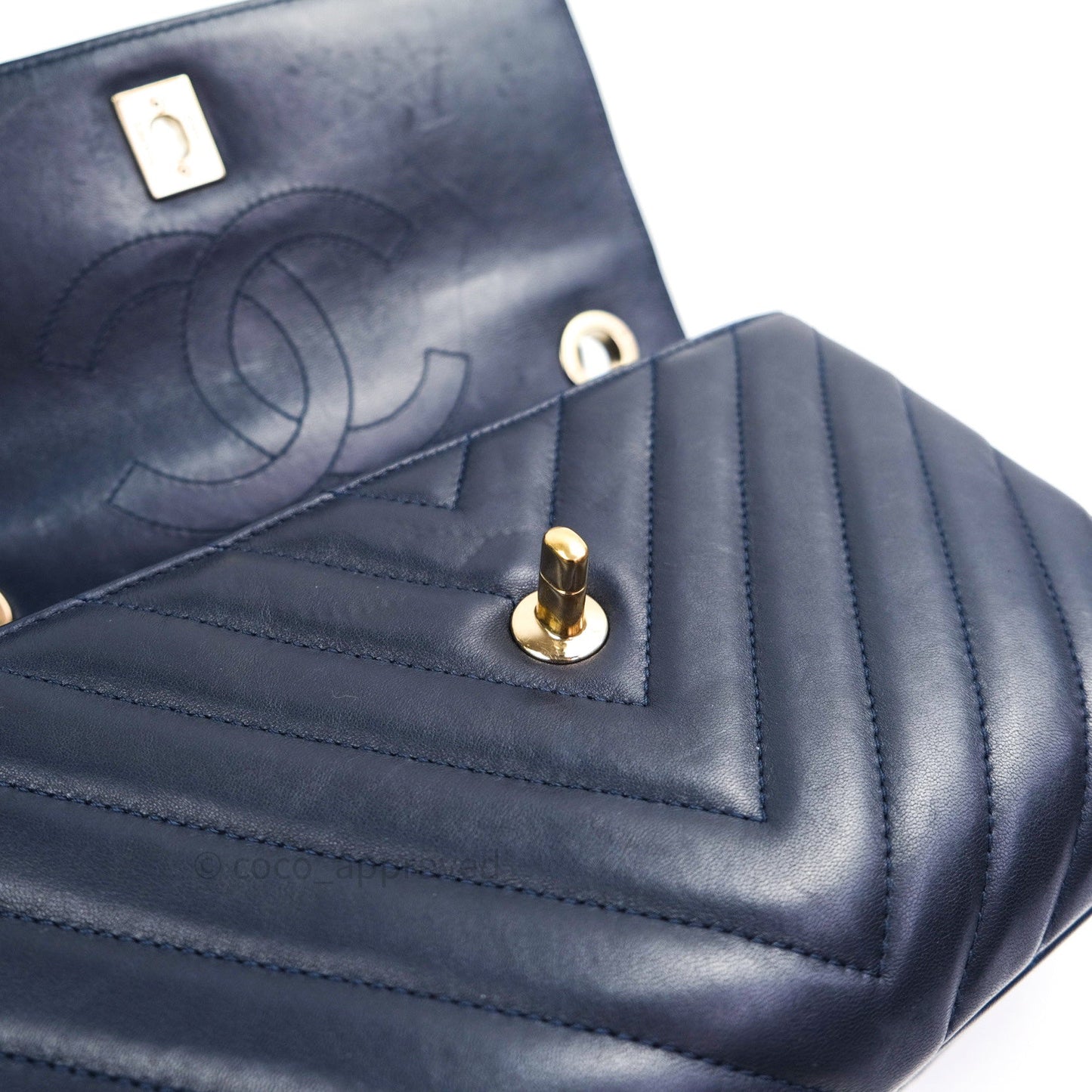 Chanel Trendy CC Small Chevron Navy Lambskin Gold Hardware