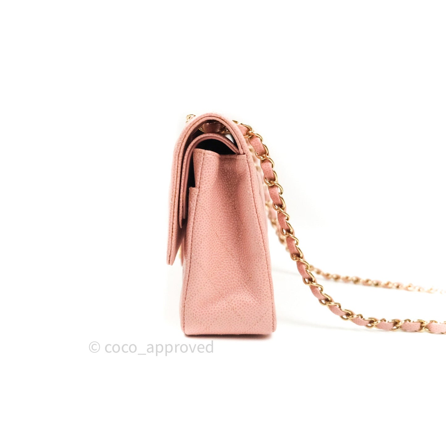 Chanel Classic M/L Medium Double Flap Bag Pink Caviar 24K Gold Hardware