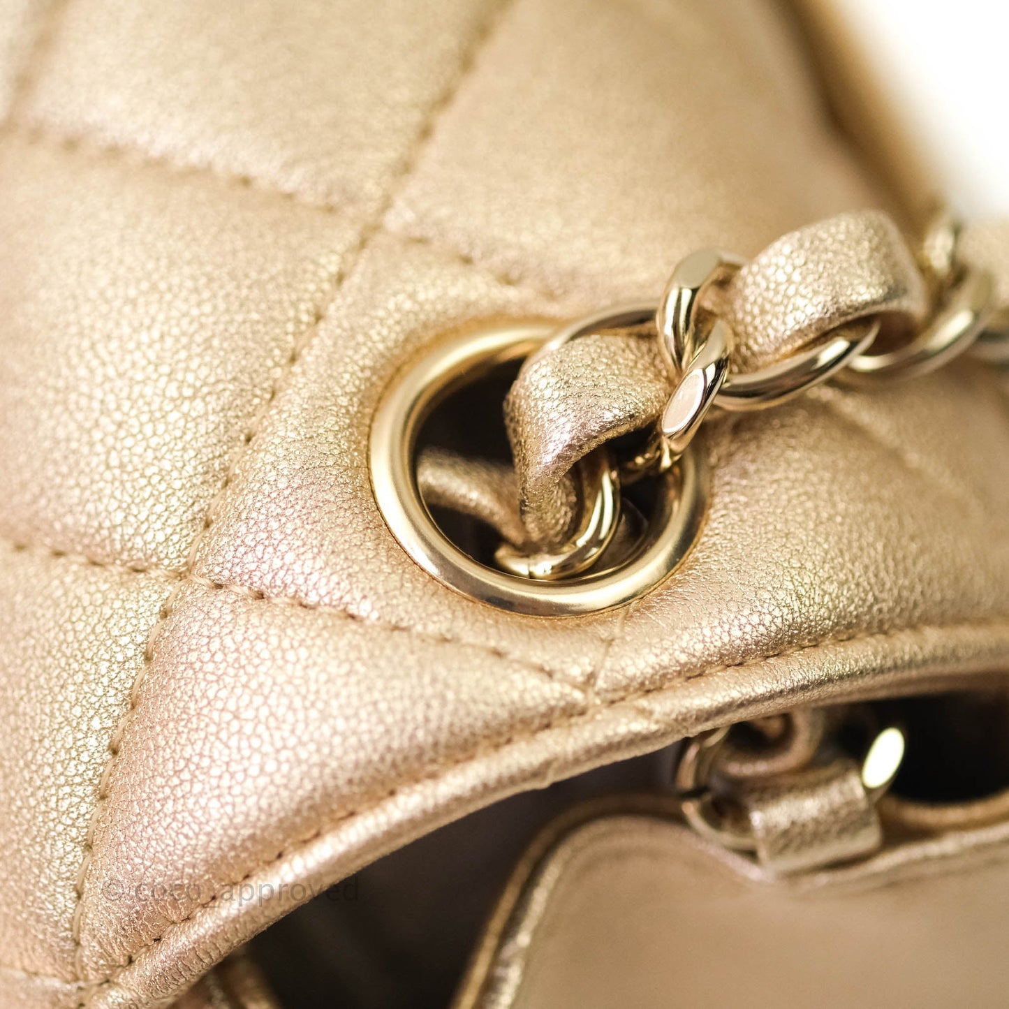 Chanel Quilted Mini Square Iridescent Gold Lambskin Gold Hardware 21P