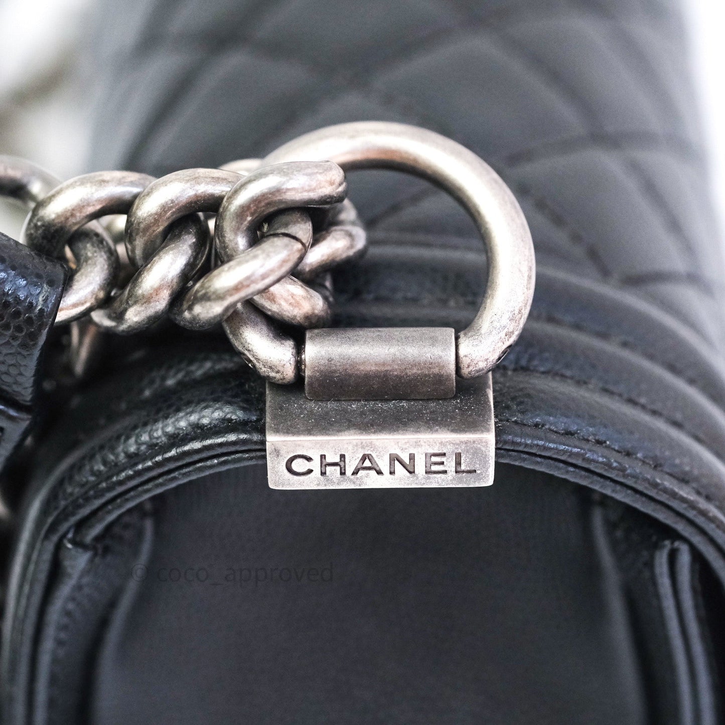 Chanel Boy Quilted Medium Black Caviar Ruthenium Hardware