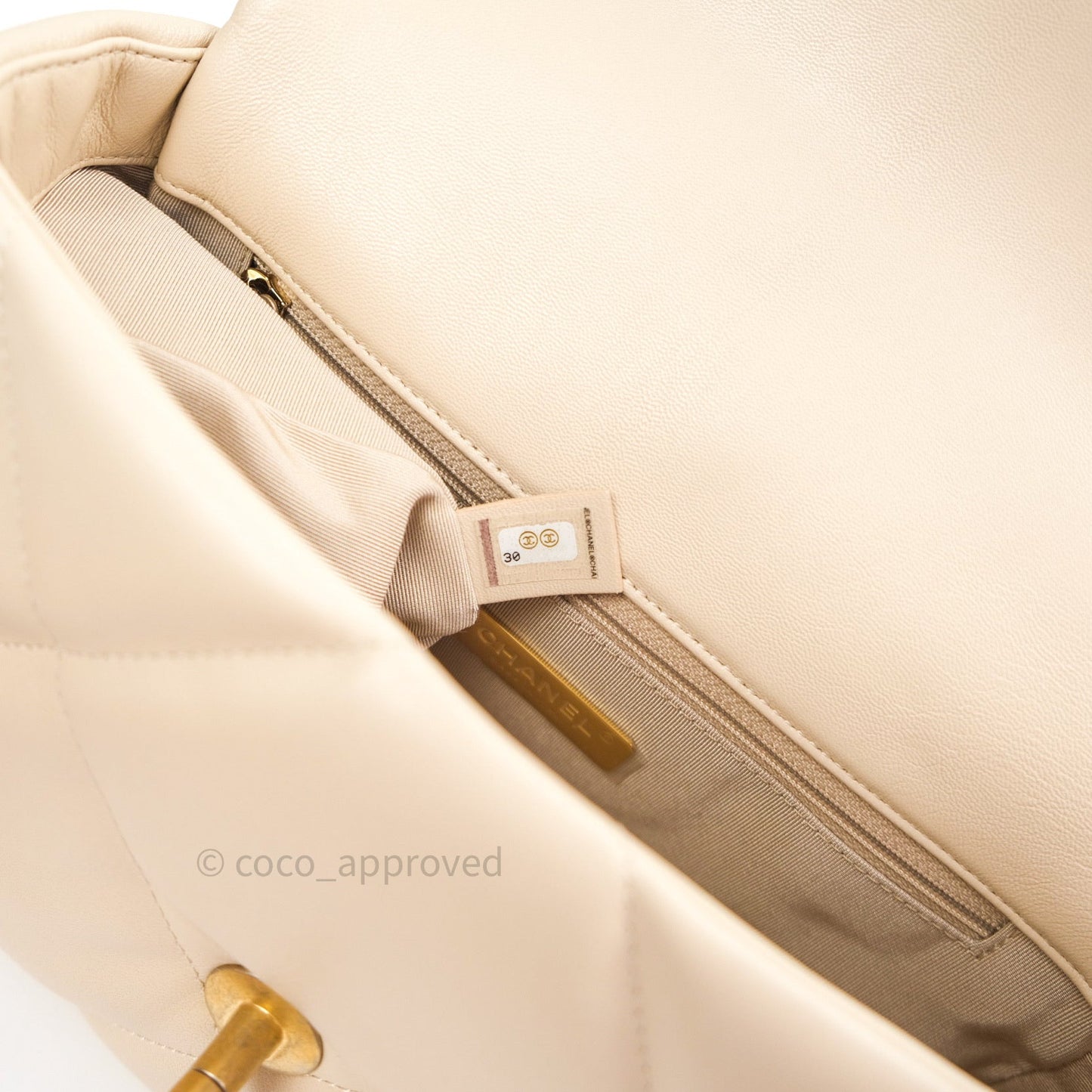 Chanel 19 Small Beige Goatskin Mixed Hardware