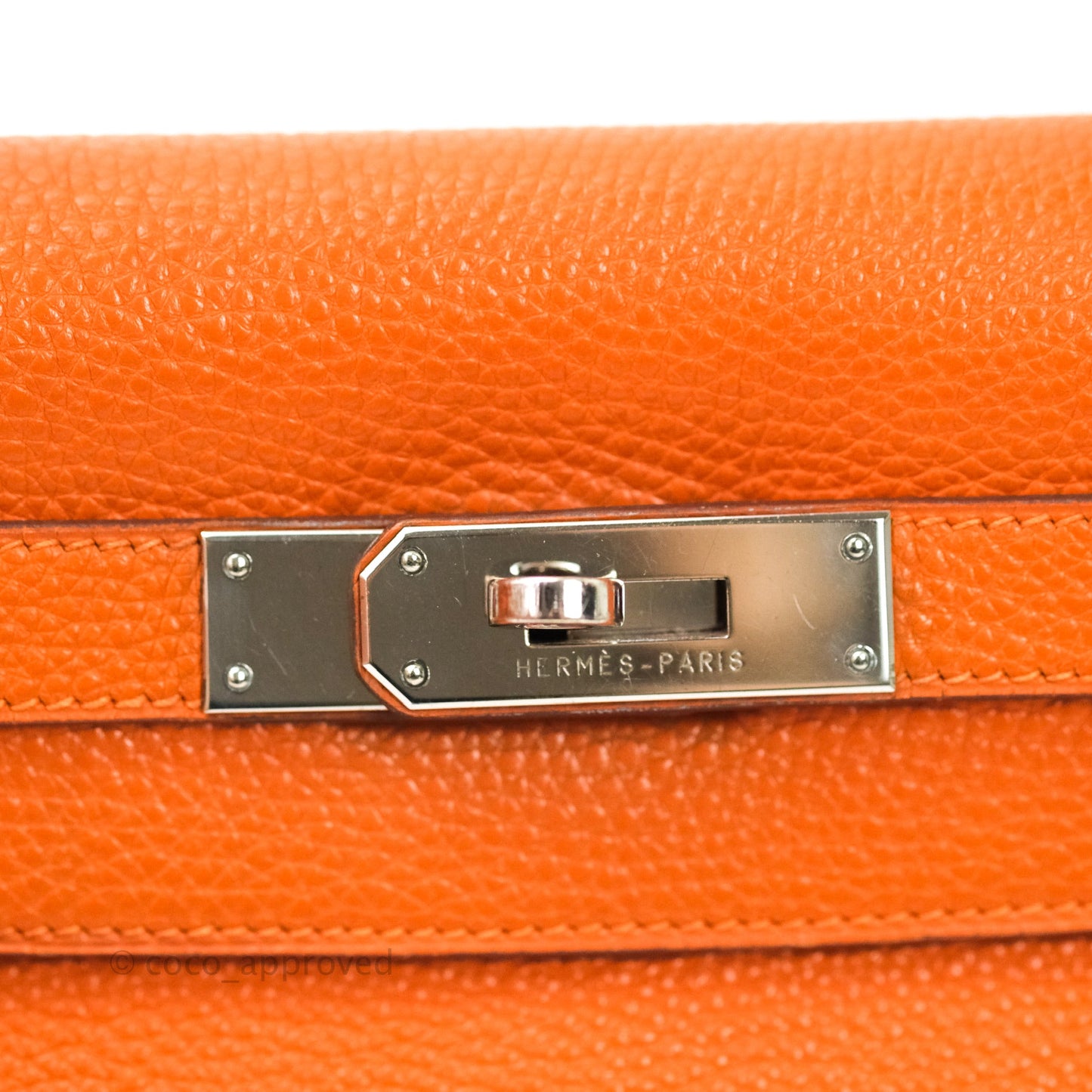 Hermès Kelly 28 Orange Palladium Hardware Togo