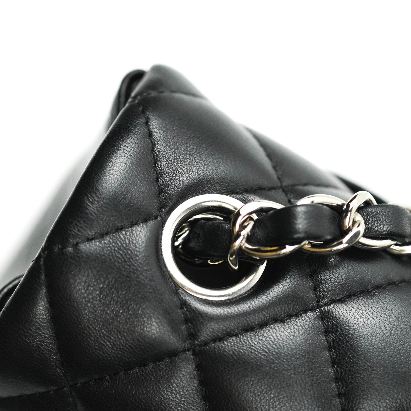 Chanel Quilted Mini Rectangular Black Lambskin Silver Hardware