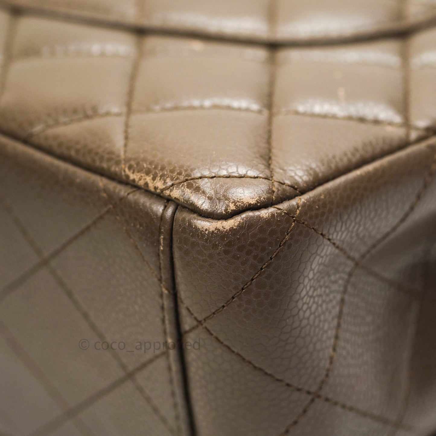 Chanel Double Flap Maxi Khaki Caviar Silver Hardware
