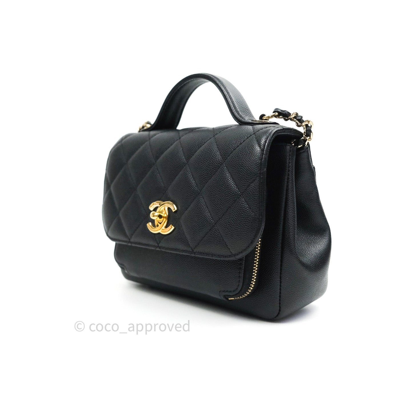 Chanel Quilted Small Business Affinity Flap Black Caviar Light Gold Hardware