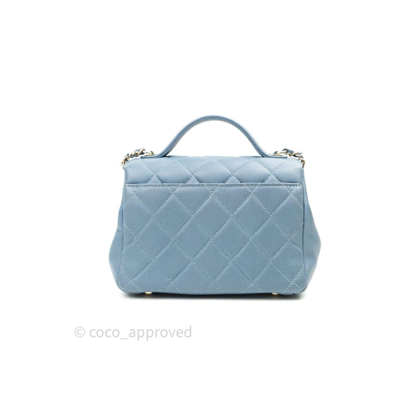 Chanel Caviar Quilted Small Business Affinity Flap Blue Light Gold Hardware