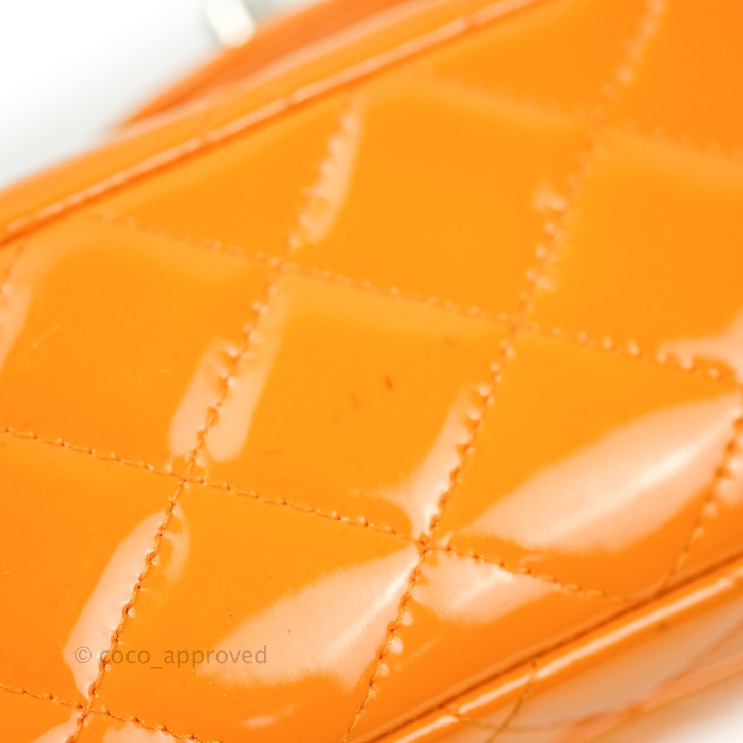 Chanel Classic M/L Medium Double Flap Orange Patent Silver Hardware