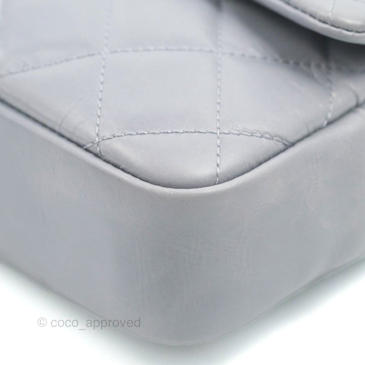 Chanel Medium Easy Flap Bag Light Grey Blue Aged Calfskin Ruthenium Hardware