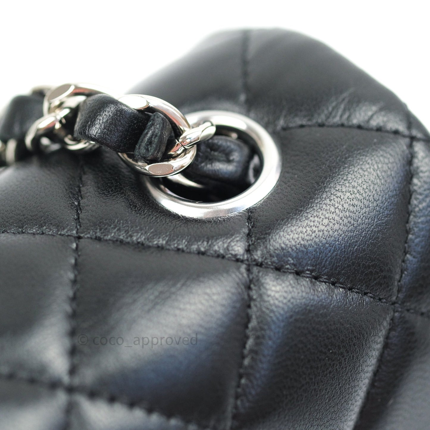 Chanel Quilted Mini Rectangular Black Lambskin Silver Hardware