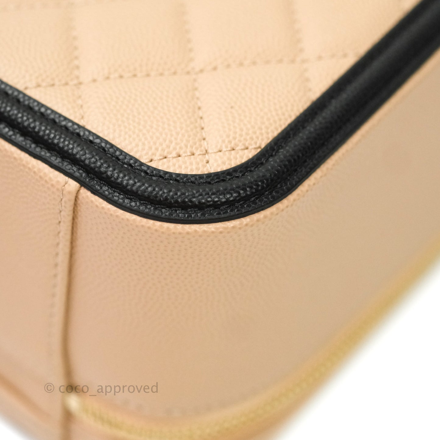 Chanel Quilted Large CC Filigree Vanity Case Beige Black Caviar