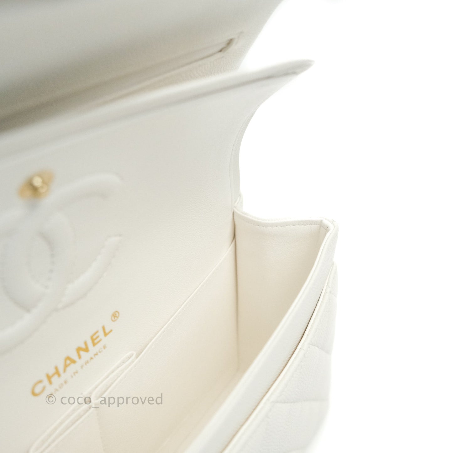 Chanel Classic Small S/M Flap Ivory White Caviar Gold Hardware