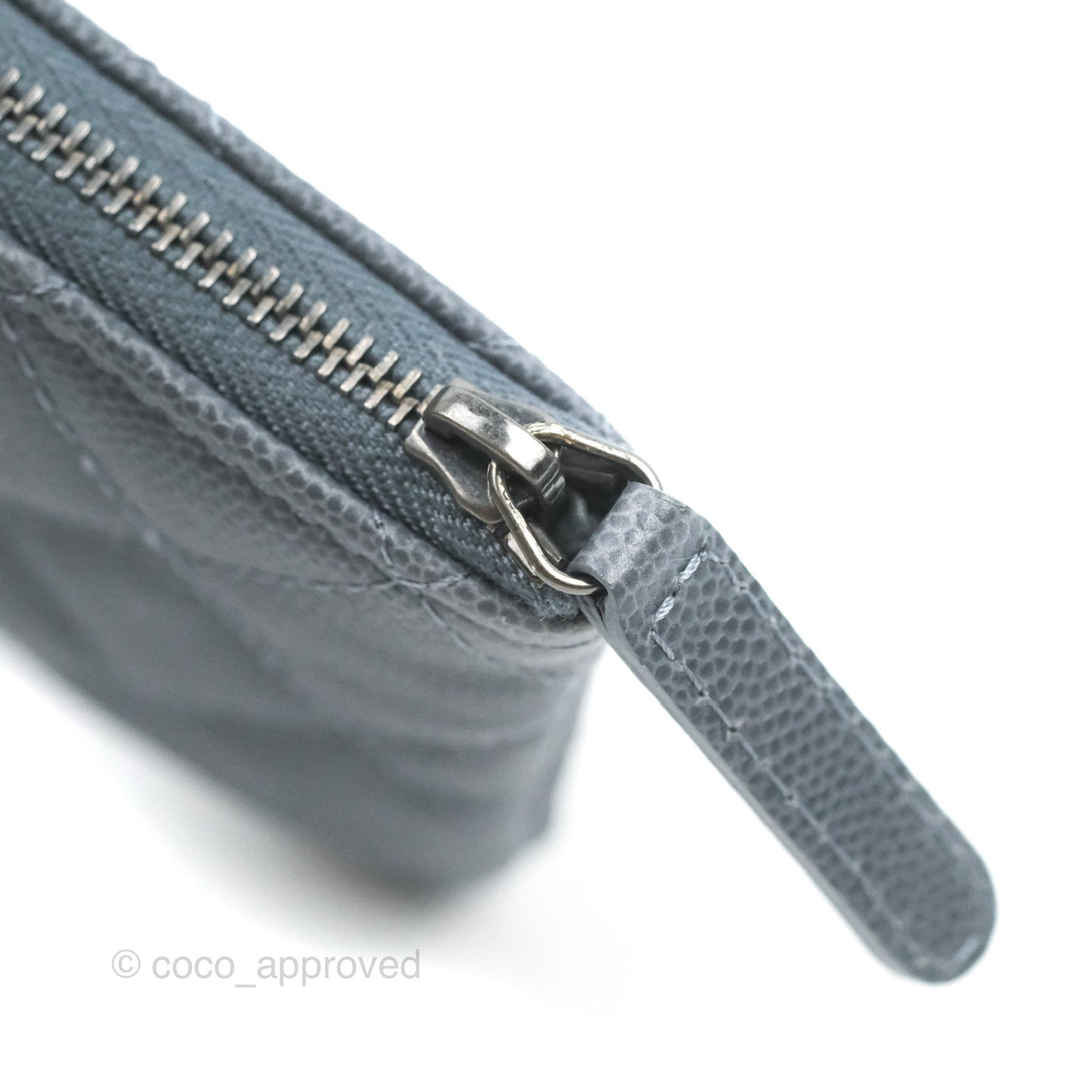 Chanel Quilted Mini O Case Dark Grey Blue Caviar Ruthenium Hardware