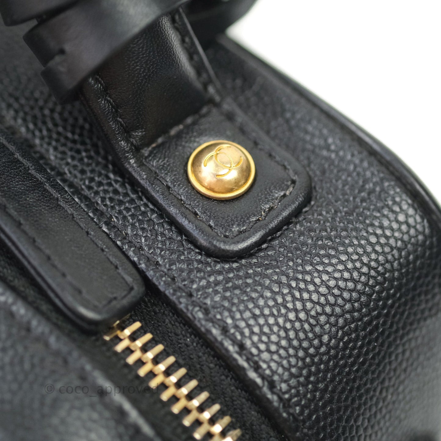 Chanel Quilted Small CC Filigree Vanity Case Black Caviar