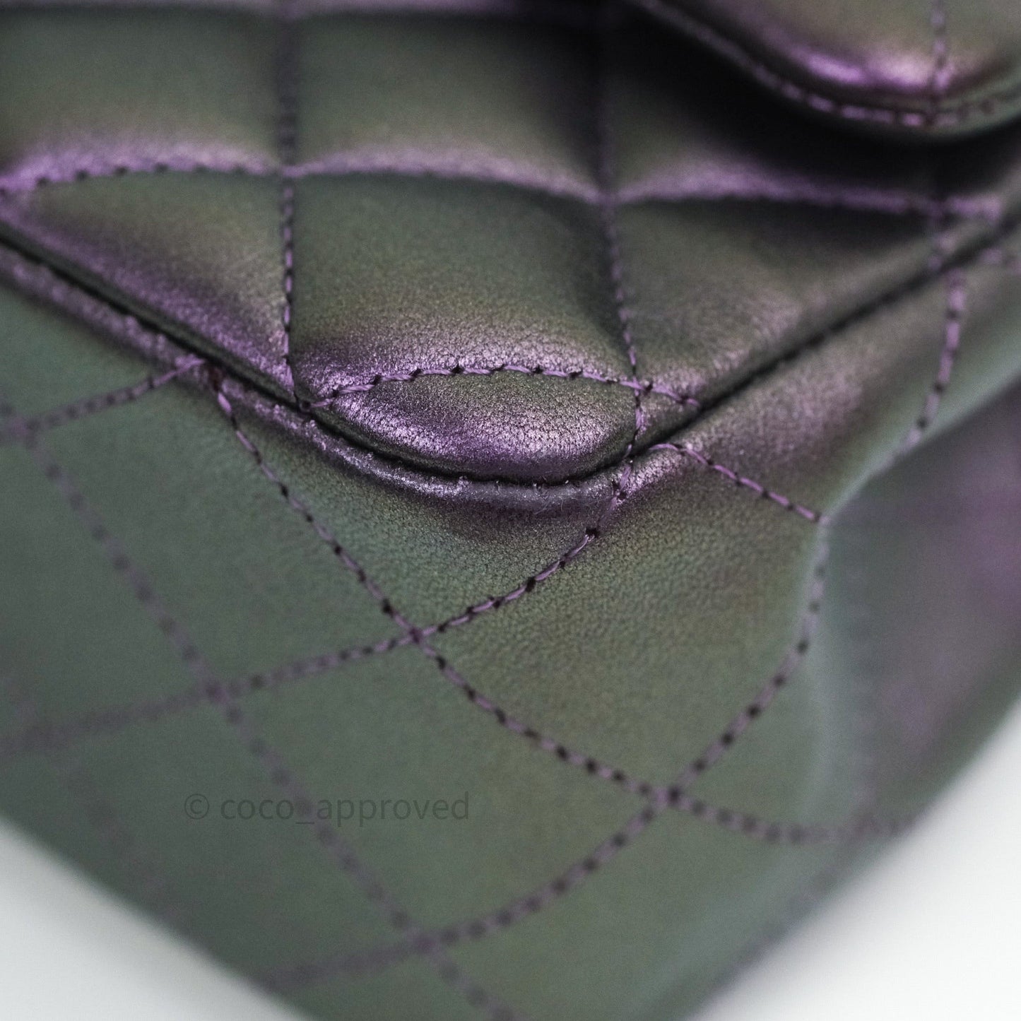 Chanel Quilted Mini Rectangular Iridescent Purple Dark Silver Hardware