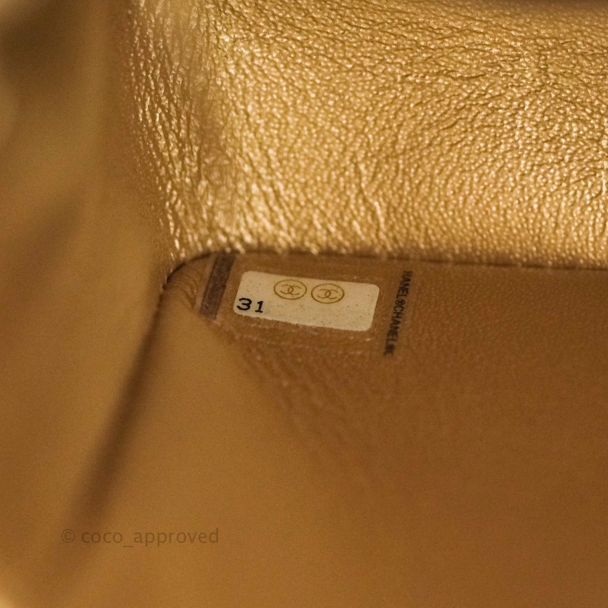 Chanel Quilted Mini Rectangular Iridescent Gold Lambskin Gold Hardware