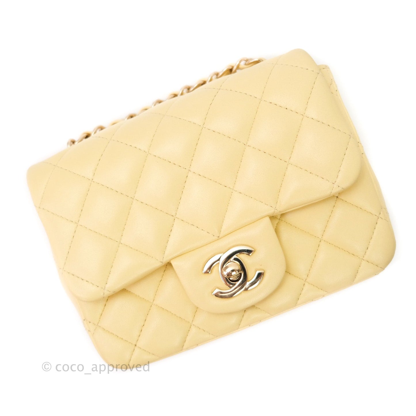 Chanel Mini Square Yellow Lambskin Gold Hardware