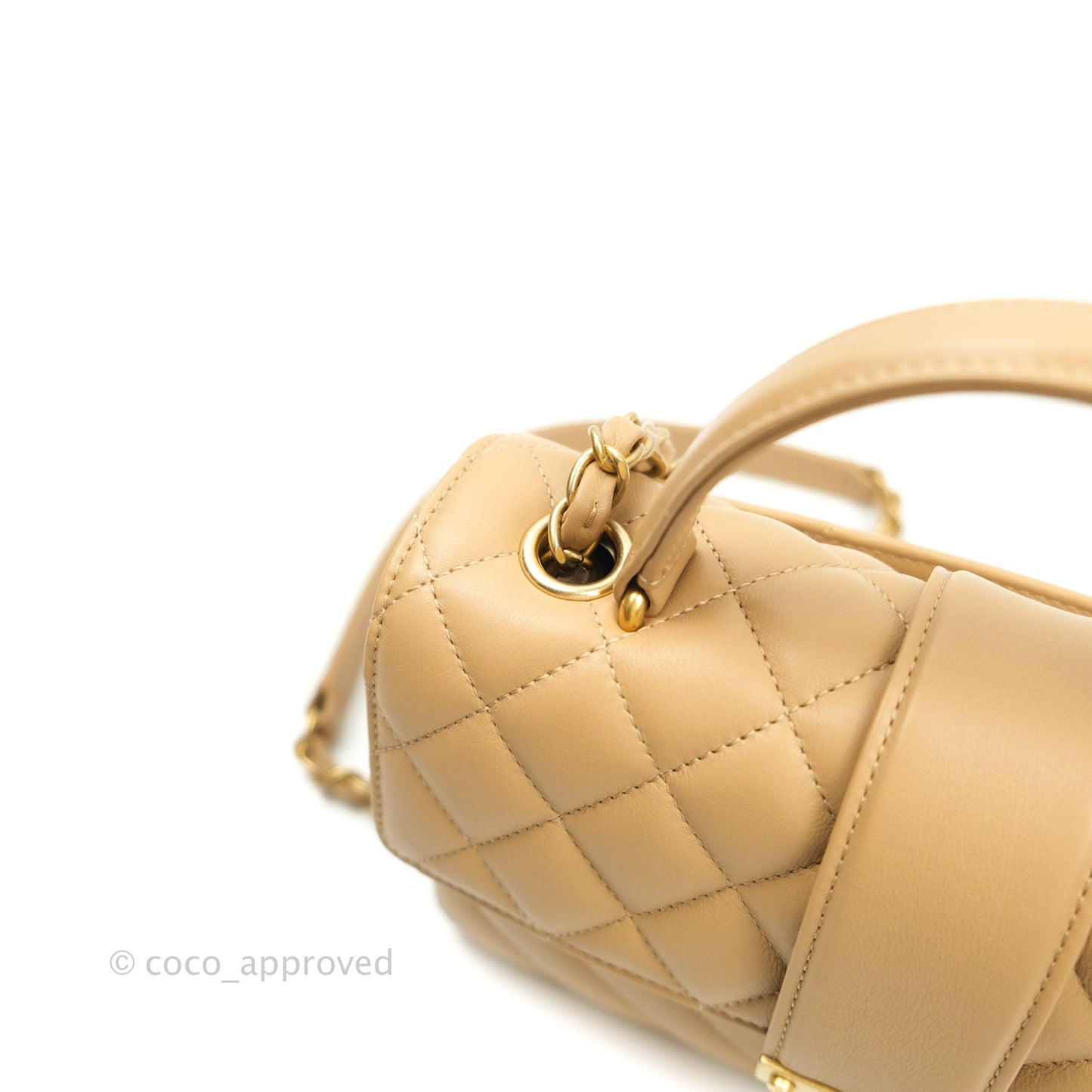 Chanel Quilted Chevron In The City Bag Beige Calfskin Aged Gold Hardware