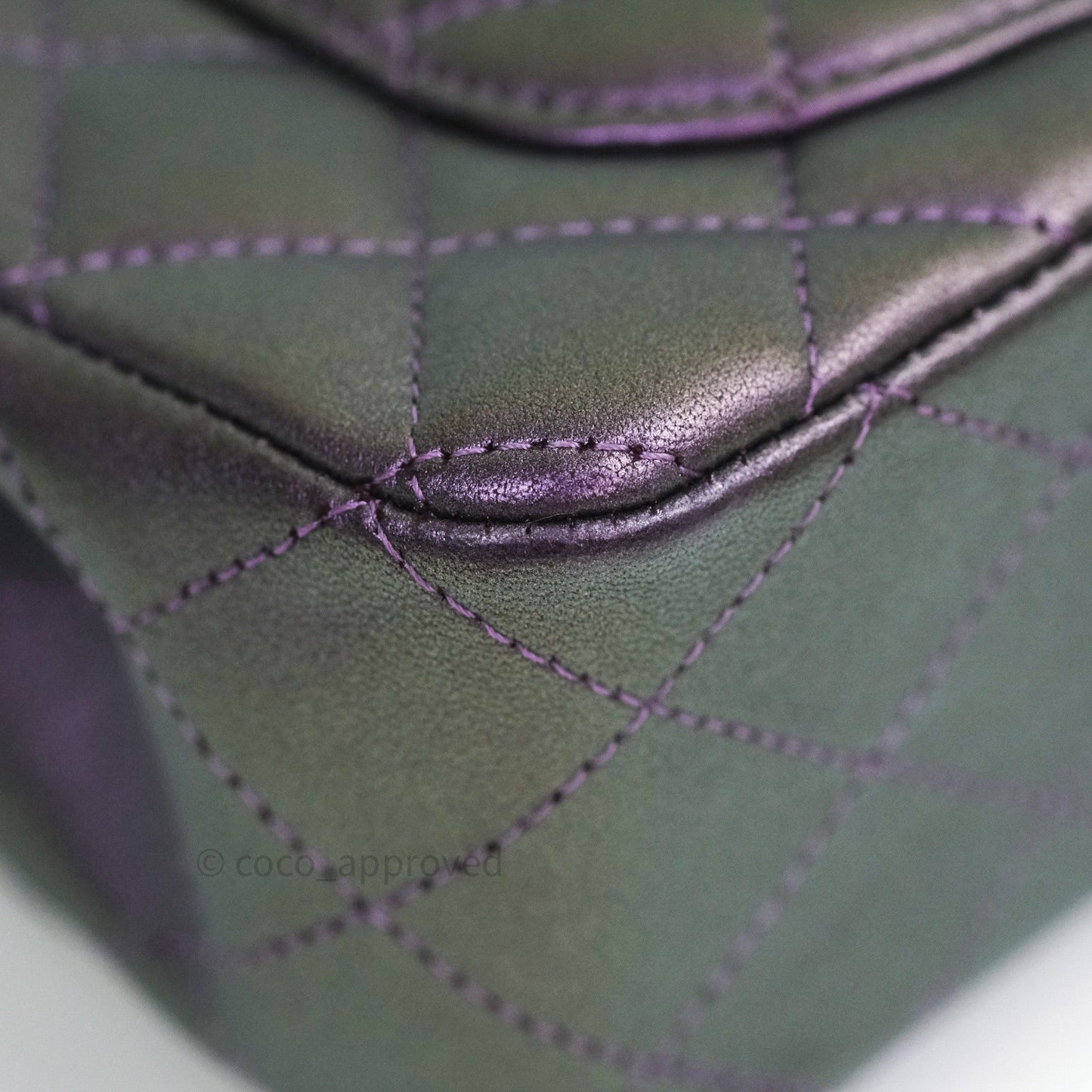 Chanel Quilted Mini Rectangular Iridescent Purple Dark Silver Hardware