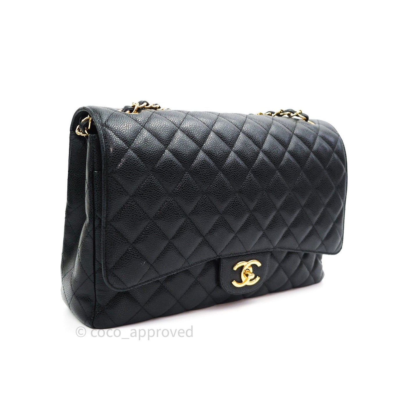 Chanel Classic Double Flap Maxi Black Caviar Gold Hardware