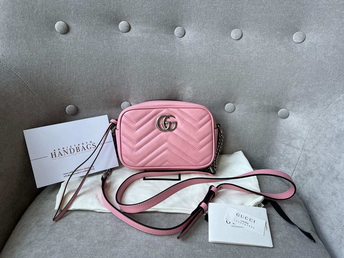Luxury Gucci GG Pale Pink Marmont Mini Shoulder Bag ( 1,160)