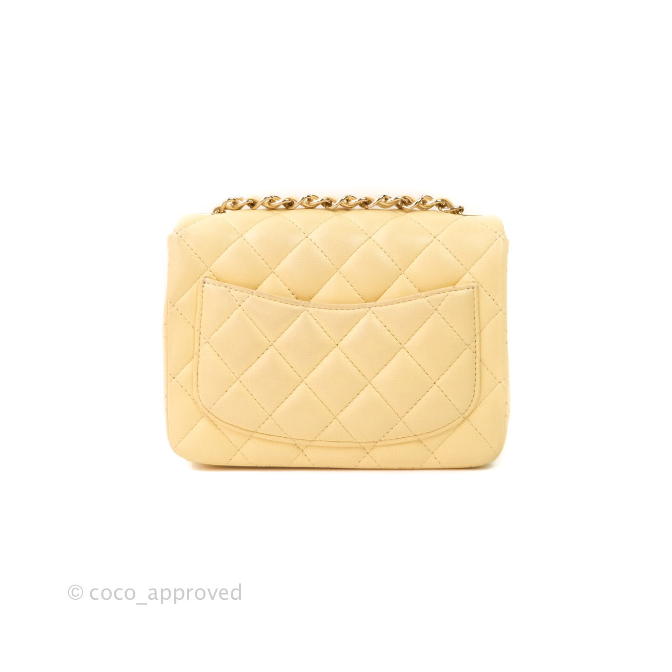 Chanel Mini Square Yellow Lambskin Gold Hardware