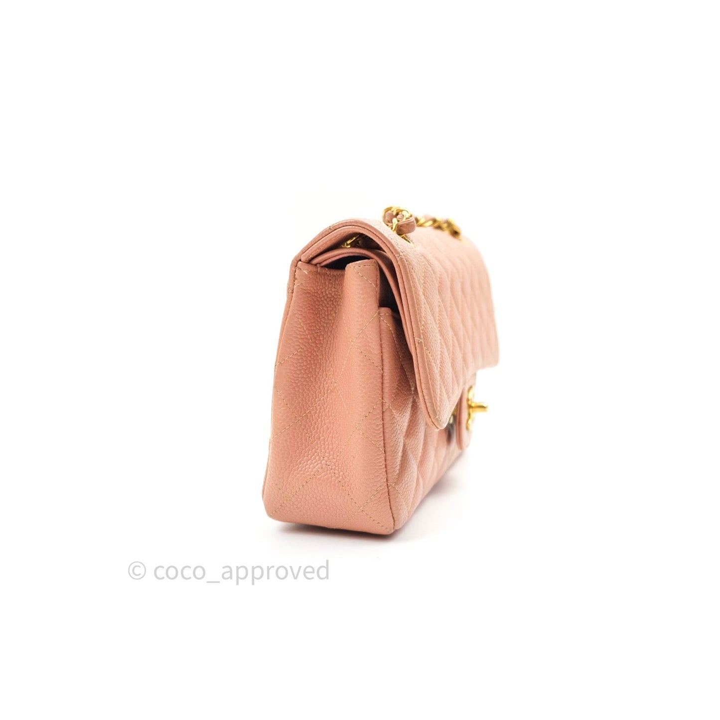 Chanel Vintage Classic Double Flap S/M Small Peach Beige 24K Gold Hardware