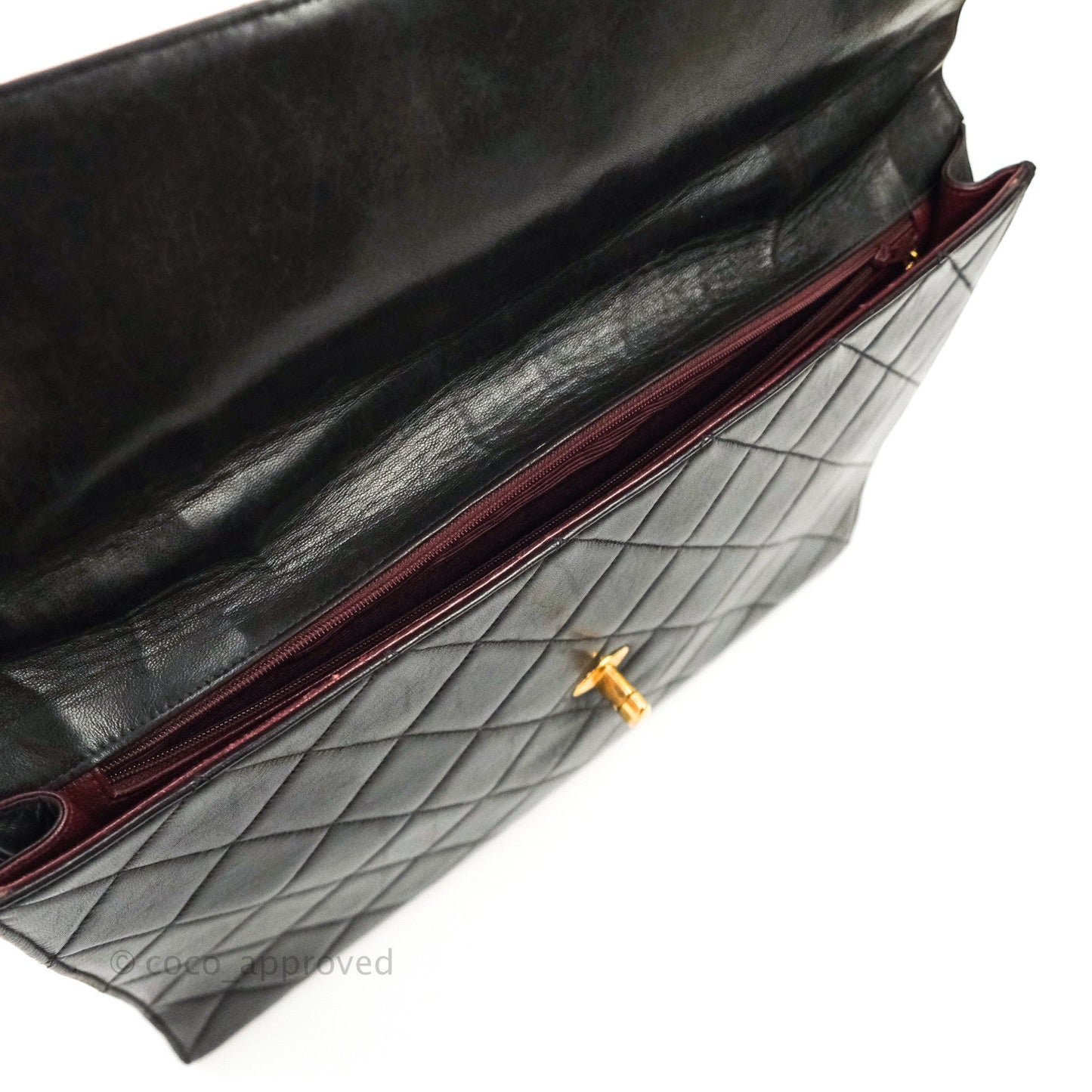 Chanel Vintage Double Sided Briefcase Black Lambskin 24K Gold Hardware
